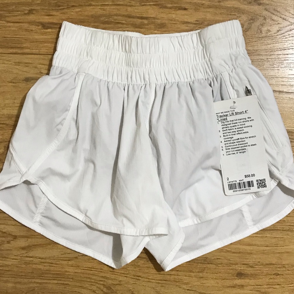 Lululemon white long tracker running shorts 2